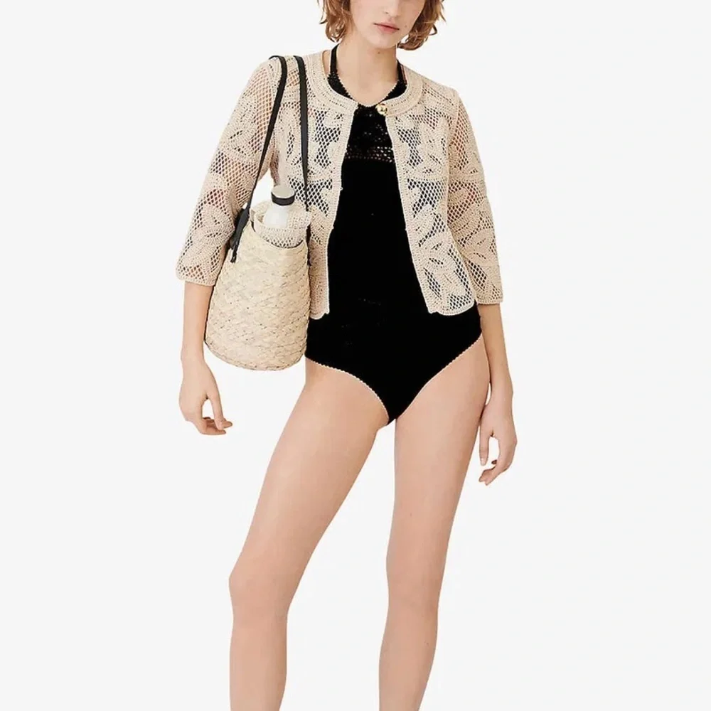 NWT Maje Monbo Crochet Swimsuit Bodysuit Top